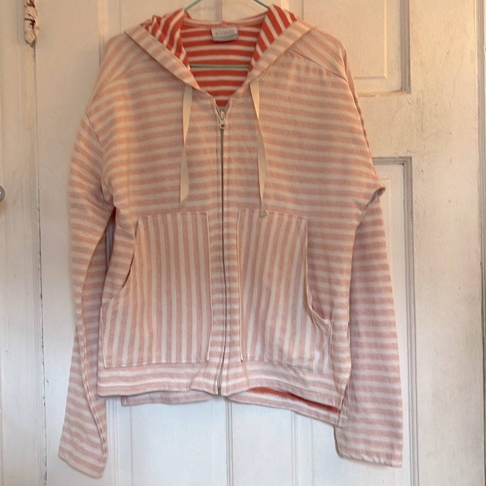 Columbia Red and White Striped Hoodie in girls’ medium